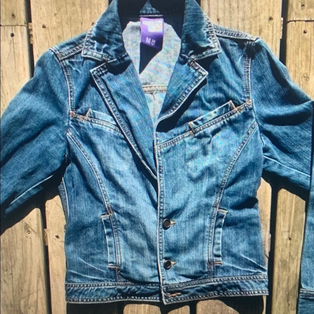 Bershka Blue Tailored Denim Jacket